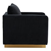 Midnight black velvet accent armchair w/ gold frame by Leisure Mod additional picture 5