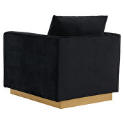 Midnight black velvet accent armchair w/ gold frame by Leisure Mod additional picture 6