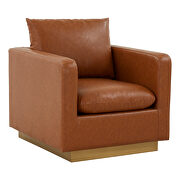 Cognac tan leather accent armchair w/ gold frame by Leisure Mod additional picture 2