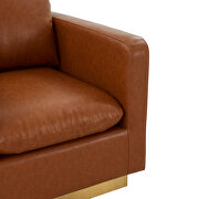 Cognac tan leather accent armchair w/ gold frame by Leisure Mod additional picture 4