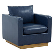 Navy blue leather accent armchair w/ gold frame by Leisure Mod additional picture 2
