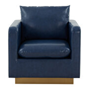 Navy blue leather accent armchair w/ gold frame by Leisure Mod additional picture 3