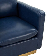 Navy blue leather accent armchair w/ gold frame by Leisure Mod additional picture 4