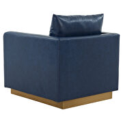 Navy blue leather accent armchair w/ gold frame by Leisure Mod additional picture 6