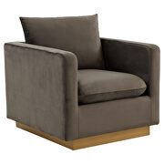Dark gray velvet accent armchair w/ gold frame by Leisure Mod additional picture 2