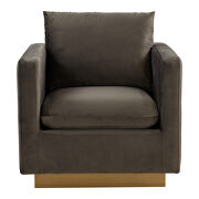 Dark gray velvet accent armchair w/ gold frame by Leisure Mod additional picture 3