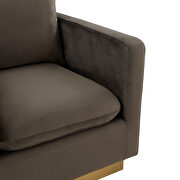 Dark gray velvet accent armchair w/ gold frame by Leisure Mod additional picture 4
