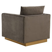 Dark gray velvet accent armchair w/ gold frame by Leisure Mod additional picture 6