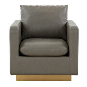 Gray leather accent armchair w/ gold frame by Leisure Mod additional picture 3