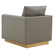 Gray leather accent armchair w/ gold frame by Leisure Mod additional picture 6