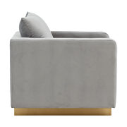 Light gray velvet accent armchair w/ gold frame by Leisure Mod additional picture 5