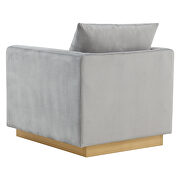 Light gray velvet accent armchair w/ gold frame by Leisure Mod additional picture 6