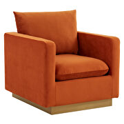 Orange velvet accent armchair w/ gold frame by Leisure Mod additional picture 2