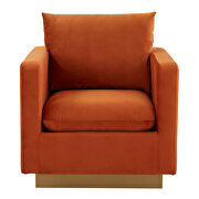 Orange velvet accent armchair w/ gold frame by Leisure Mod additional picture 3