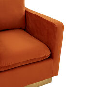 Orange velvet accent armchair w/ gold frame by Leisure Mod additional picture 4