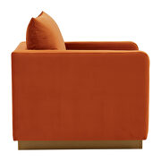 Orange velvet accent armchair w/ gold frame by Leisure Mod additional picture 5