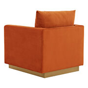Orange velvet accent armchair w/ gold frame by Leisure Mod additional picture 6