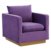 Purple velvet accent armchair w/ gold frame by Leisure Mod additional picture 2