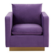 Purple velvet accent armchair w/ gold frame by Leisure Mod additional picture 3