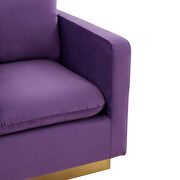 Purple velvet accent armchair w/ gold frame by Leisure Mod additional picture 4