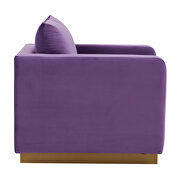 Purple velvet accent armchair w/ gold frame by Leisure Mod additional picture 5