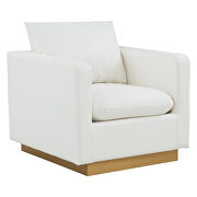 White leather accent armchair w/ gold frame by Leisure Mod additional picture 2