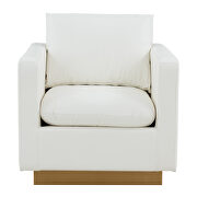 White leather accent armchair w/ gold frame by Leisure Mod additional picture 3
