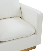 White leather accent armchair w/ gold frame by Leisure Mod additional picture 4