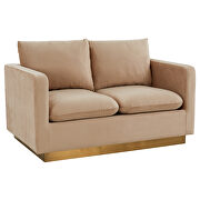 Modern style upholstered beige velvet loveseat with gold frame by Leisure Mod additional picture 2