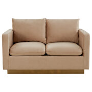 Modern style upholstered beige velvet loveseat with gold frame by Leisure Mod additional picture 3