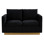 Modern style upholstered midnight black velvet loveseat with gold frame by Leisure Mod additional picture 3