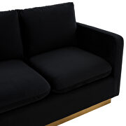 Modern style upholstered midnight black velvet loveseat with gold frame by Leisure Mod additional picture 4
