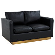 Modern style upholstered black leather loveseat with gold frame by Leisure Mod additional picture 2