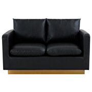 Modern style upholstered black leather loveseat with gold frame by Leisure Mod additional picture 3