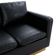 Modern style upholstered black leather loveseat with gold frame by Leisure Mod additional picture 4