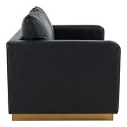 Modern style upholstered black leather loveseat with gold frame by Leisure Mod additional picture 5