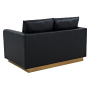Modern style upholstered black leather loveseat with gold frame by Leisure Mod additional picture 6