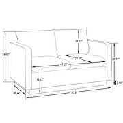 Modern style upholstered dark gray velvet loveseat with gold frame by Leisure Mod additional picture 7