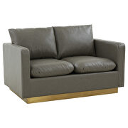 Modern style upholstered gray leather loveseat with gold frame by Leisure Mod additional picture 2