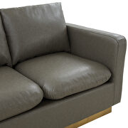 Modern style upholstered gray leather loveseat with gold frame by Leisure Mod additional picture 4