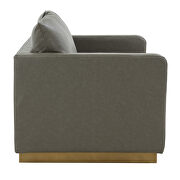 Modern style upholstered gray leather loveseat with gold frame by Leisure Mod additional picture 5