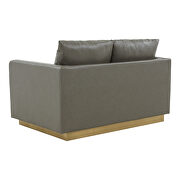 Modern style upholstered gray leather loveseat with gold frame by Leisure Mod additional picture 6