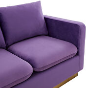 Modern style upholstered purple velvet loveseat with gold frame by Leisure Mod additional picture 4