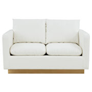 Modern style upholstered white leather loveseat with gold frame by Leisure Mod additional picture 3