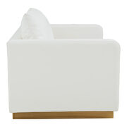 Modern style upholstered white leather loveseat with gold frame additional photo 5 of 6