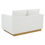 Modern style upholstered white leather loveseat with gold frame by Leisure Mod additional picture 6