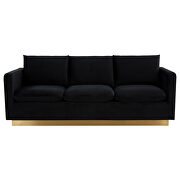 Modern style upholstered midnight black velvet sofa with gold frame by Leisure Mod additional picture 3