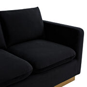 Modern style upholstered midnight black velvet sofa with gold frame by Leisure Mod additional picture 4