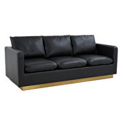Modern style upholstered black leather sofa with gold frame by Leisure Mod additional picture 2