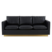 Modern style upholstered black leather sofa with gold frame by Leisure Mod additional picture 3